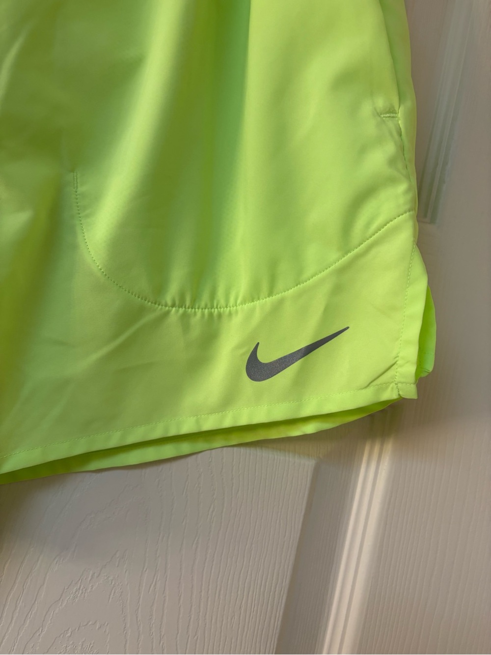 Nike Women's Neon Yellow Dri-FIT Running Shorts - Picture 2 of 6